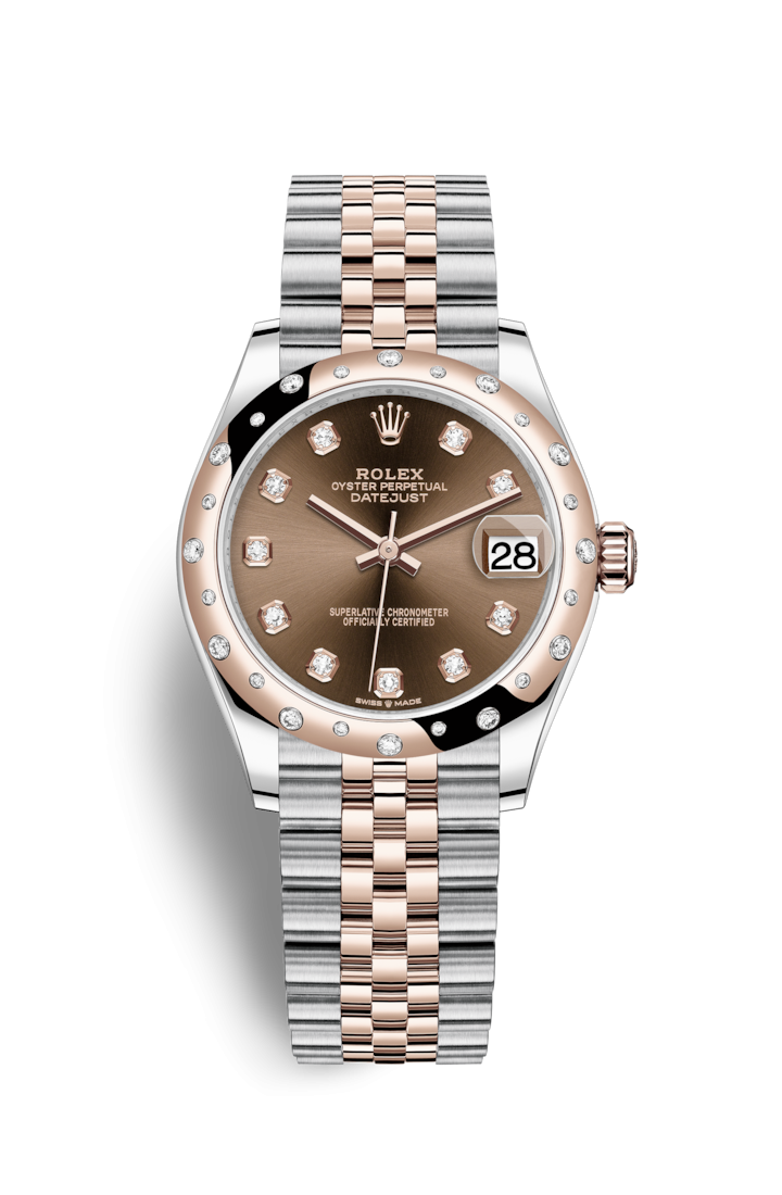Rolex 278341RBR-0028 : Datejust 31 Stainless Steel/ Rose Gold / Domed - Diamond / Chocolate - Diamond / Jubilee