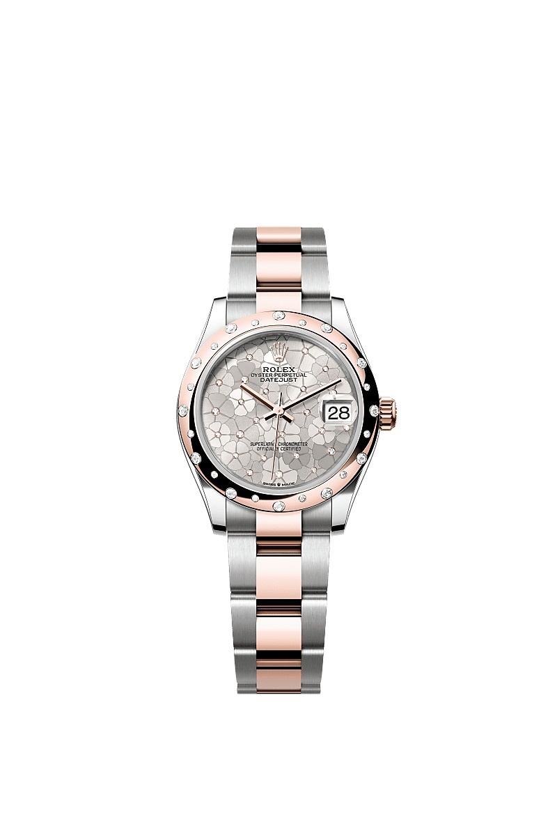 Rolex 278341RBR-0031 : Datejust 31 Stainless Steel/ Rose Gold / Domed - Diamond / Silver - Floral / Oyster