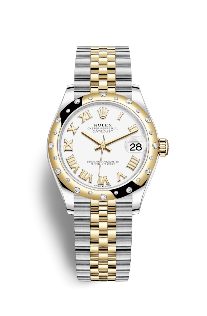 Rolex 278343RBR-0002 : Datejust 31 Stainless Steel / Yellow Gold / Domed - Diamond / White - Roman / Jubilee