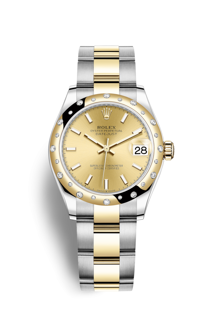 Rolex 278343RBR-0013 : Datejust 31 Stainless Steel / Yellow Gold / Domed - Diamond / Champagne / Oyster