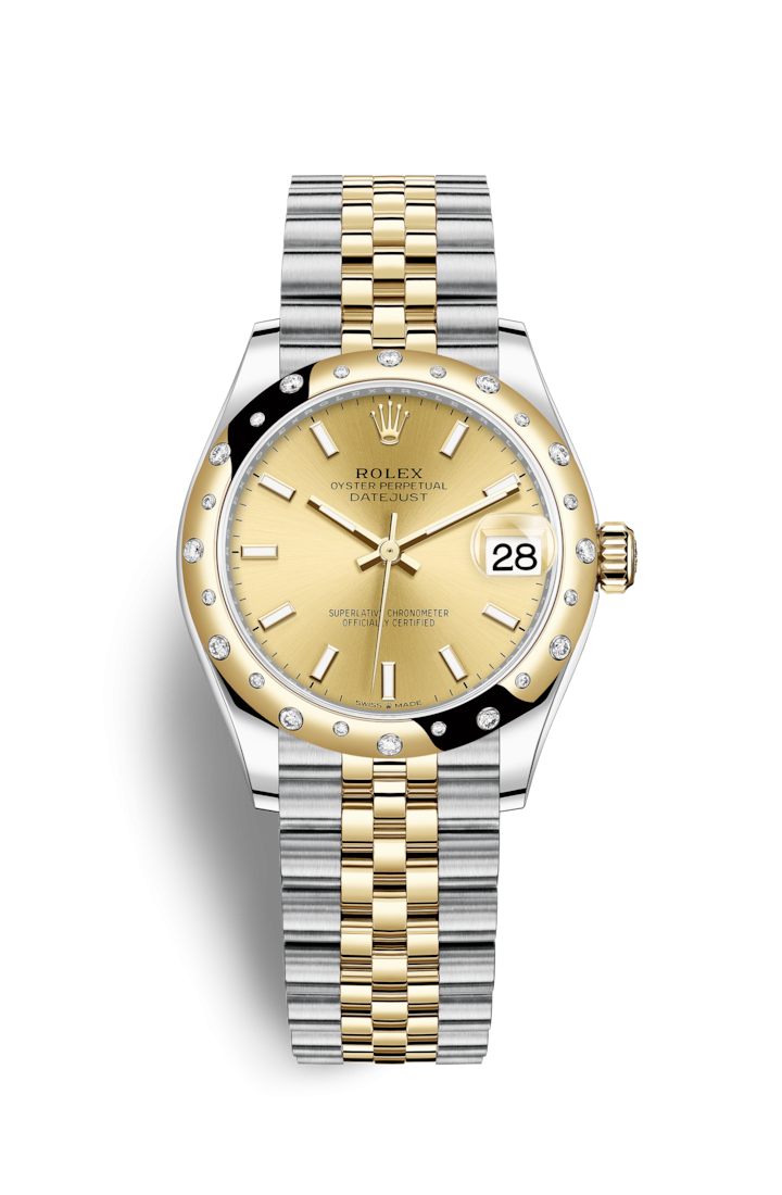 Rolex 278343RBR-0014 : Datejust 31 Stainless Steel / Yellow Gold / Domed - Diamond / Champagne / Jubilee