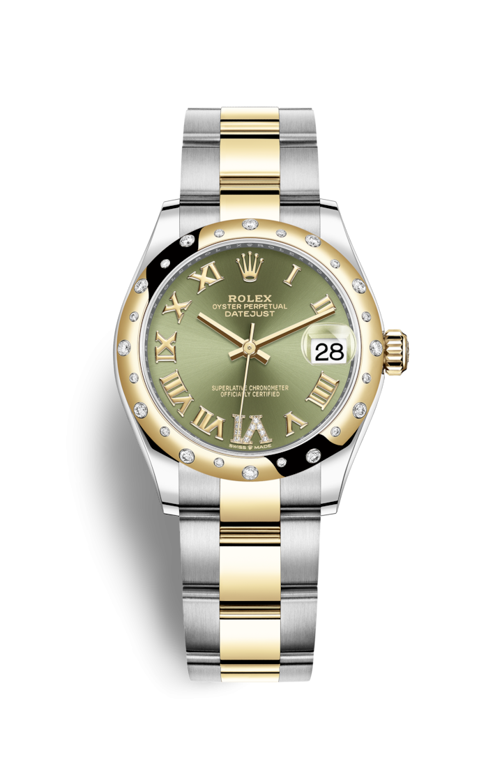 Rolex 278343RBR-0015 : Datejust 31 Stainless Steel / Yellow Gold / Domed - Diamond / Olive - Roman / Oyster