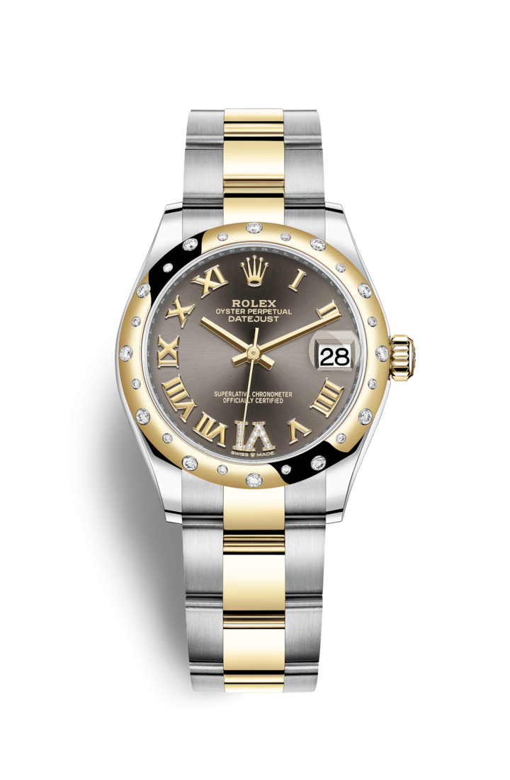 Rolex 278343RBR-0017 : Datejust 31 Stainless Steel / Yellow Gold / Domed - Diamond / Grey - Roman / Oyster