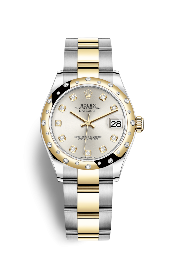 Rolex 278343RBR-0019 : Datejust 31 Stainless Steel / Yellow Gold / Domed - Diamond / Silver - Diamond / Oyster