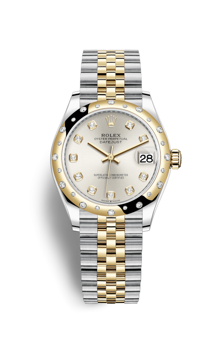 Rolex 278343RBR-0020 : Datejust 31 Stainless Steel / Yellow Gold / Domed - Diamond / Silver - Diamond / Jubilee
