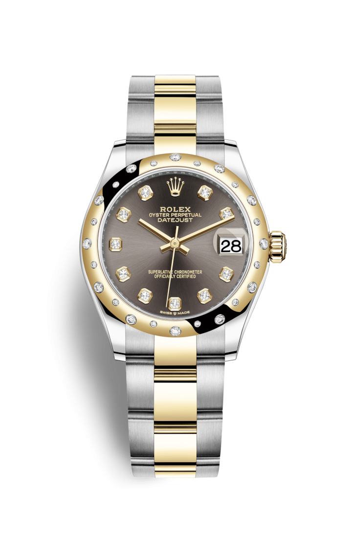 Rolex 278343RBR-0021 : Datejust 31 Stainless Steel / Yellow Gold / Domed - Diamond / Grey - Diamond / Oyster