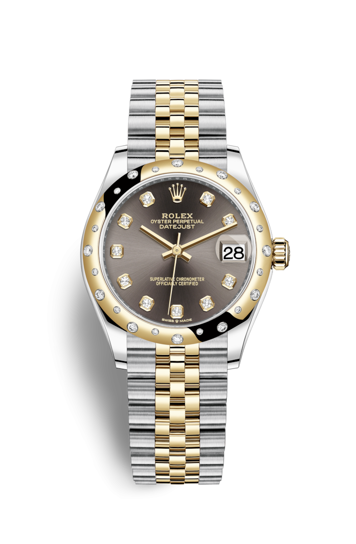 Rolex 278343RBR-0022 : Datejust 31 Stainless Steel / Yellow Gold / Domed - Diamond / Grey - Diamond / Jubilee