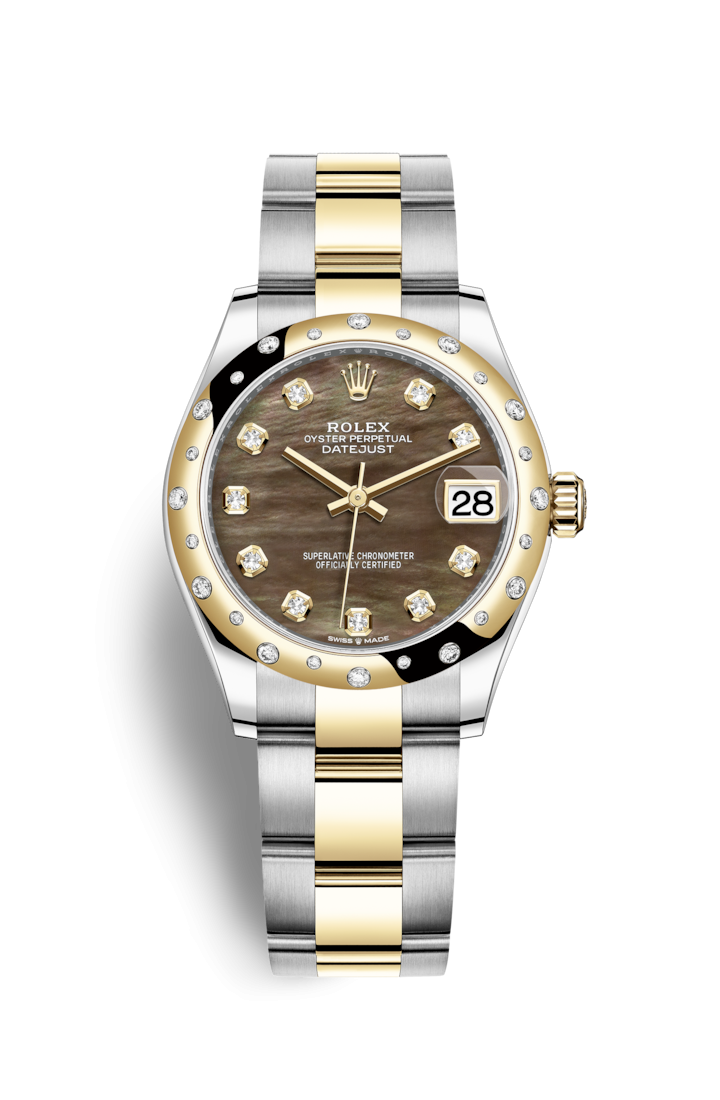 Rolex 278343RBR-0023 : Datejust 31 Stainless Steel / Yellow Gold / Domed - Diamond / Black MOP / Oyster