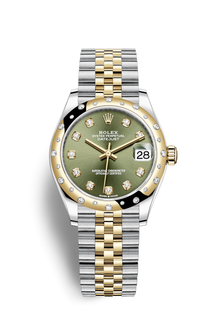 Rolex 278343RBR-0030 : Datejust 31 Stainless Steel / Yellow Gold / Domed - Diamond / Olive - Diamond / Jubilee