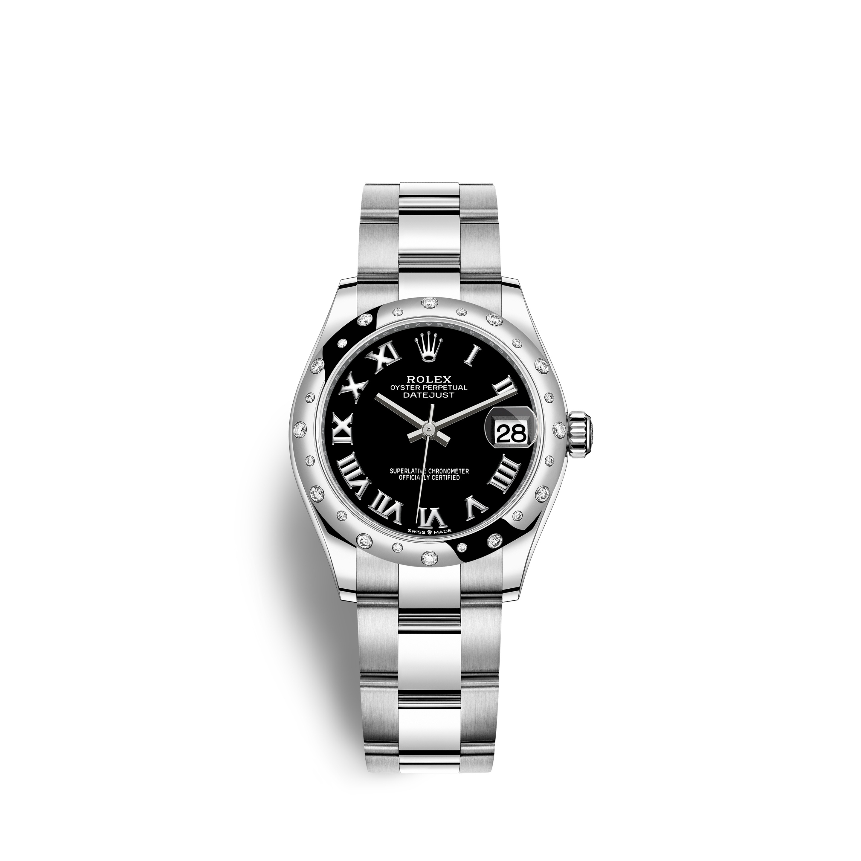 Rolex 278344RBR-0001 : Datejust 31 Stainless Steel Domed Diamond / Oyster / Black - Roman