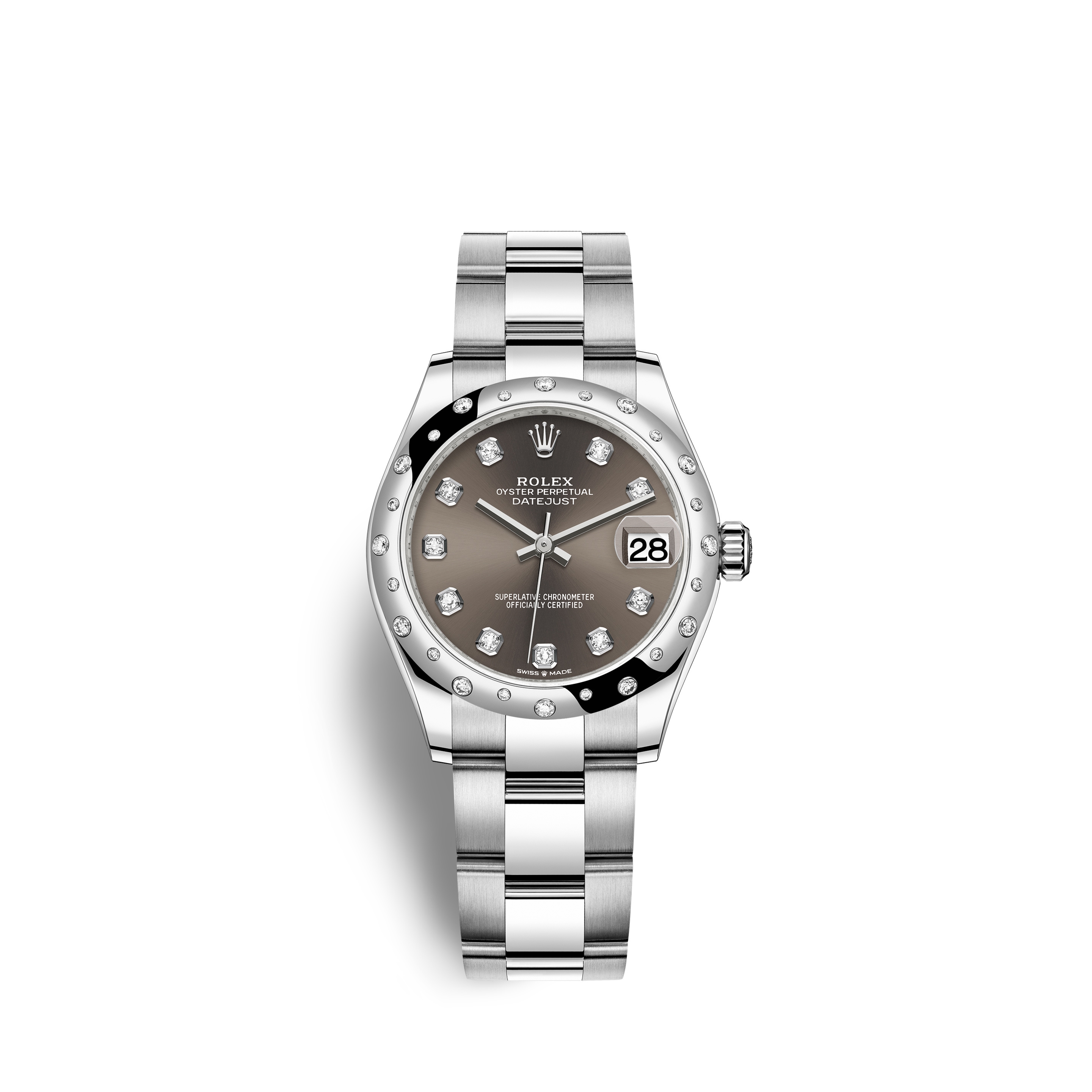 Rolex 278344RBR-0007 : Datejust 31 Stainless Steel Domed Diamond / Oyster / Grey - Diamond
