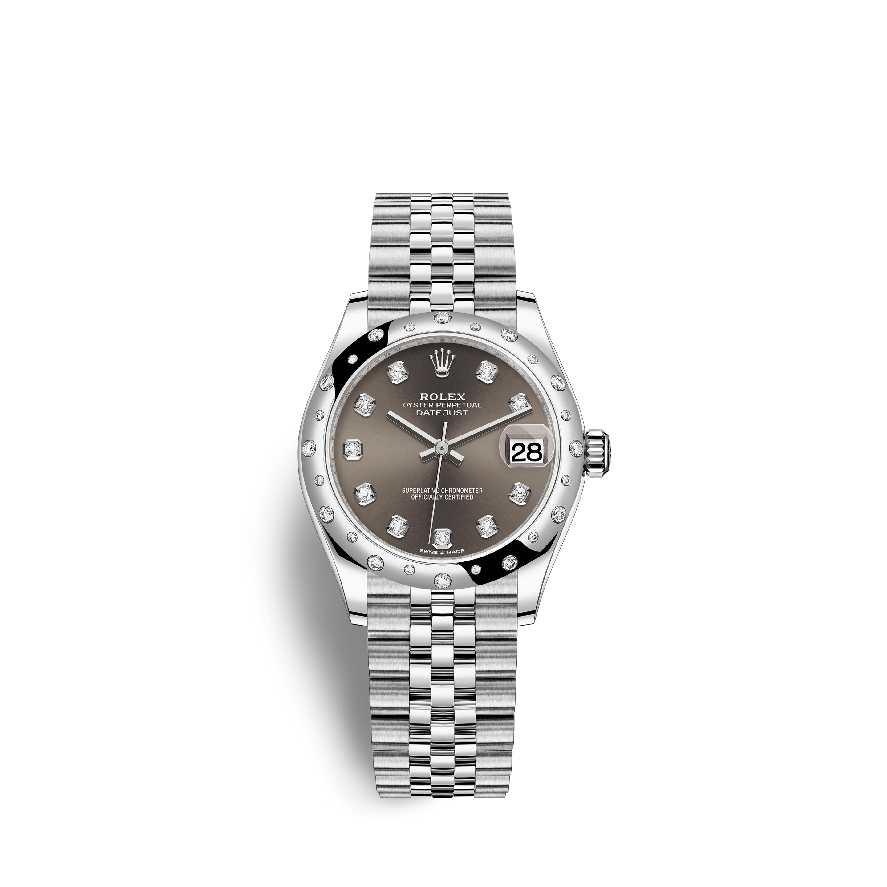 Rolex 278344RBR-0008 : Datejust 31 Stainless Steel Domed Diamond / Jubilee / Grey - Diamond