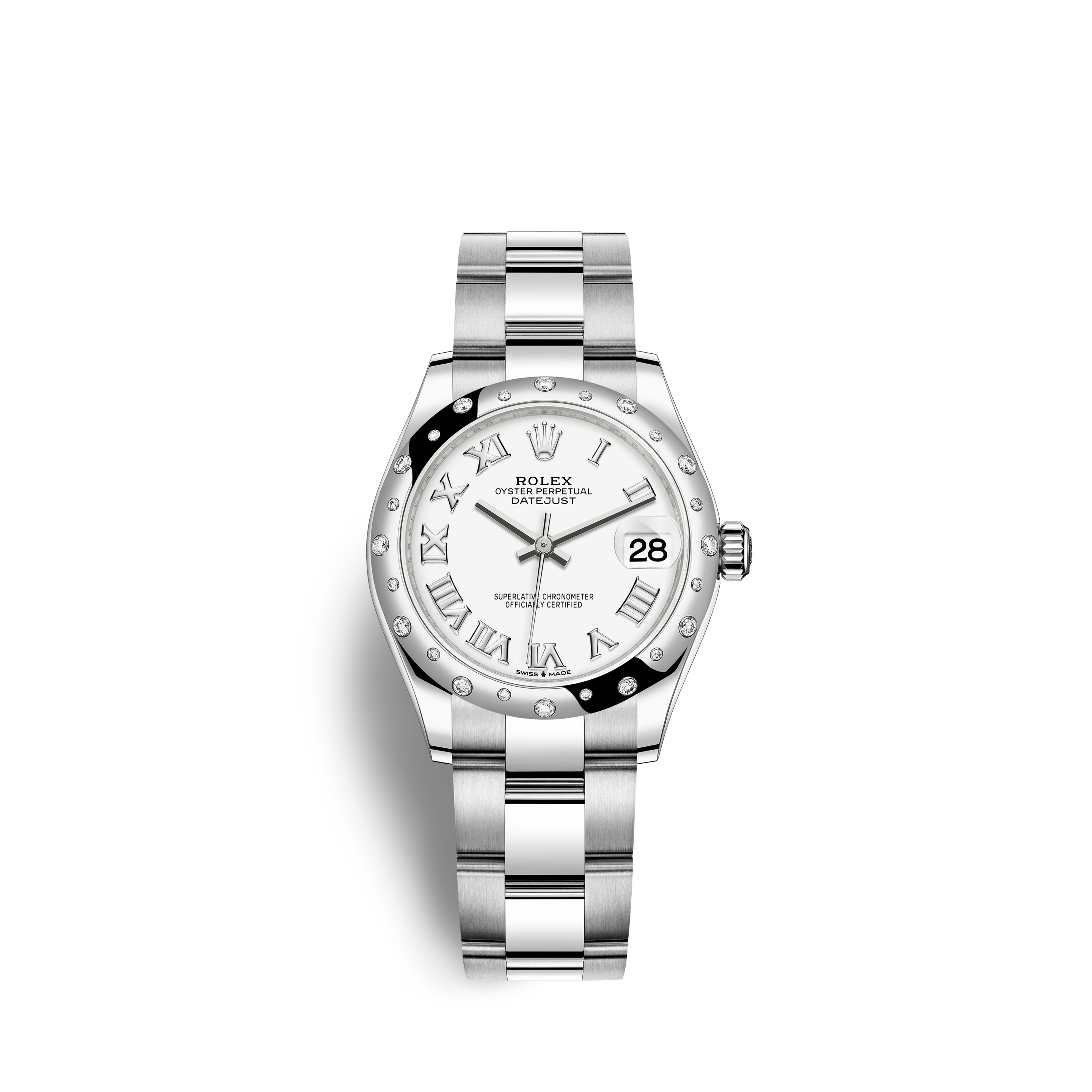 Rolex 278344RBR-0011 : Datejust 31 Stainless Steel Domed Diamond / Oyster / White - Roman