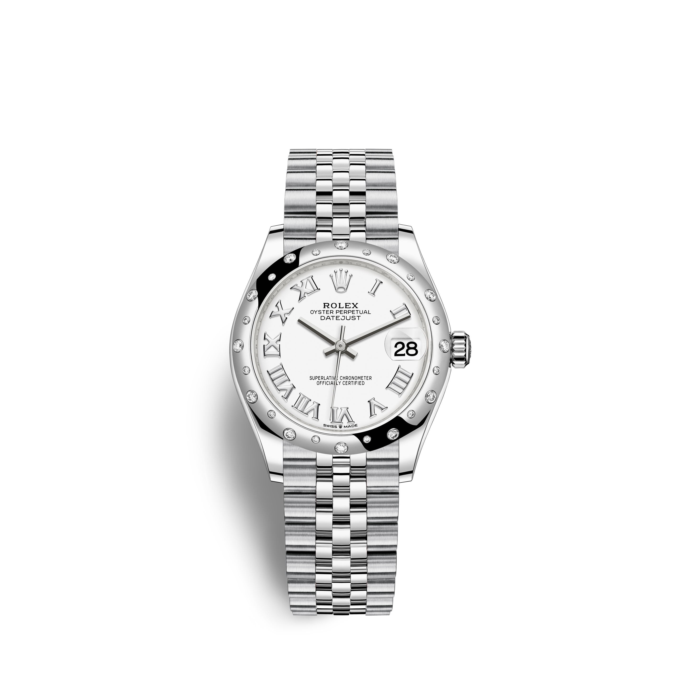 Rolex 278344RBR-0012 : Datejust 31 Stainless Steel Domed Diamond / Jubilee / White - Roman