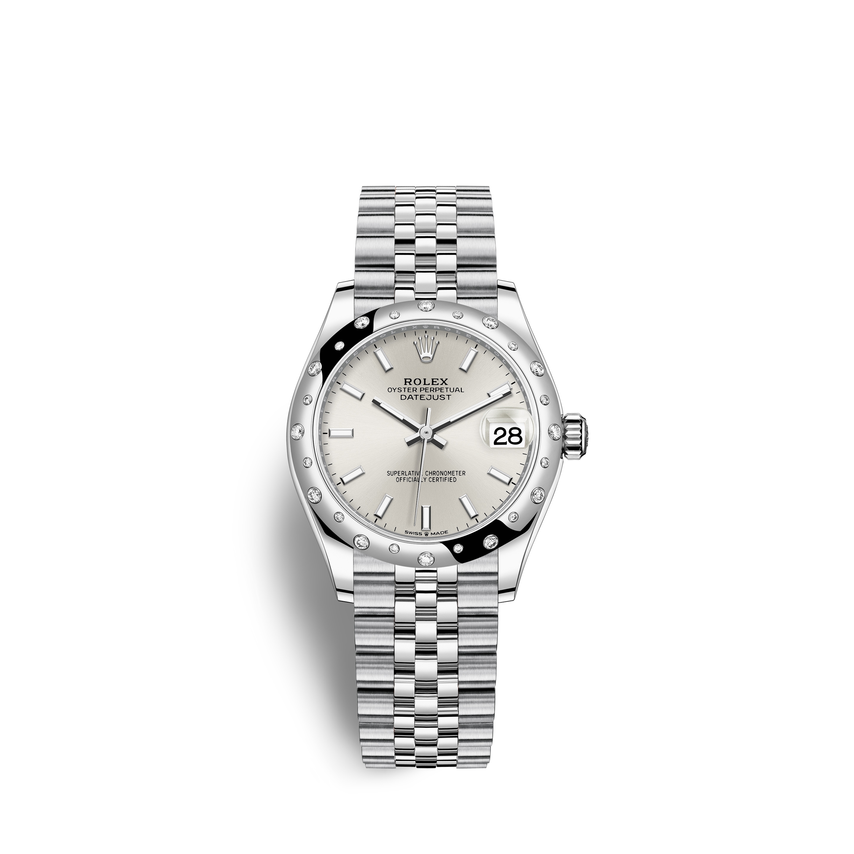Rolex 278344RBR-0014 : Datejust 31 Stainless Steel Domed Diamond / Jubilee / Silver