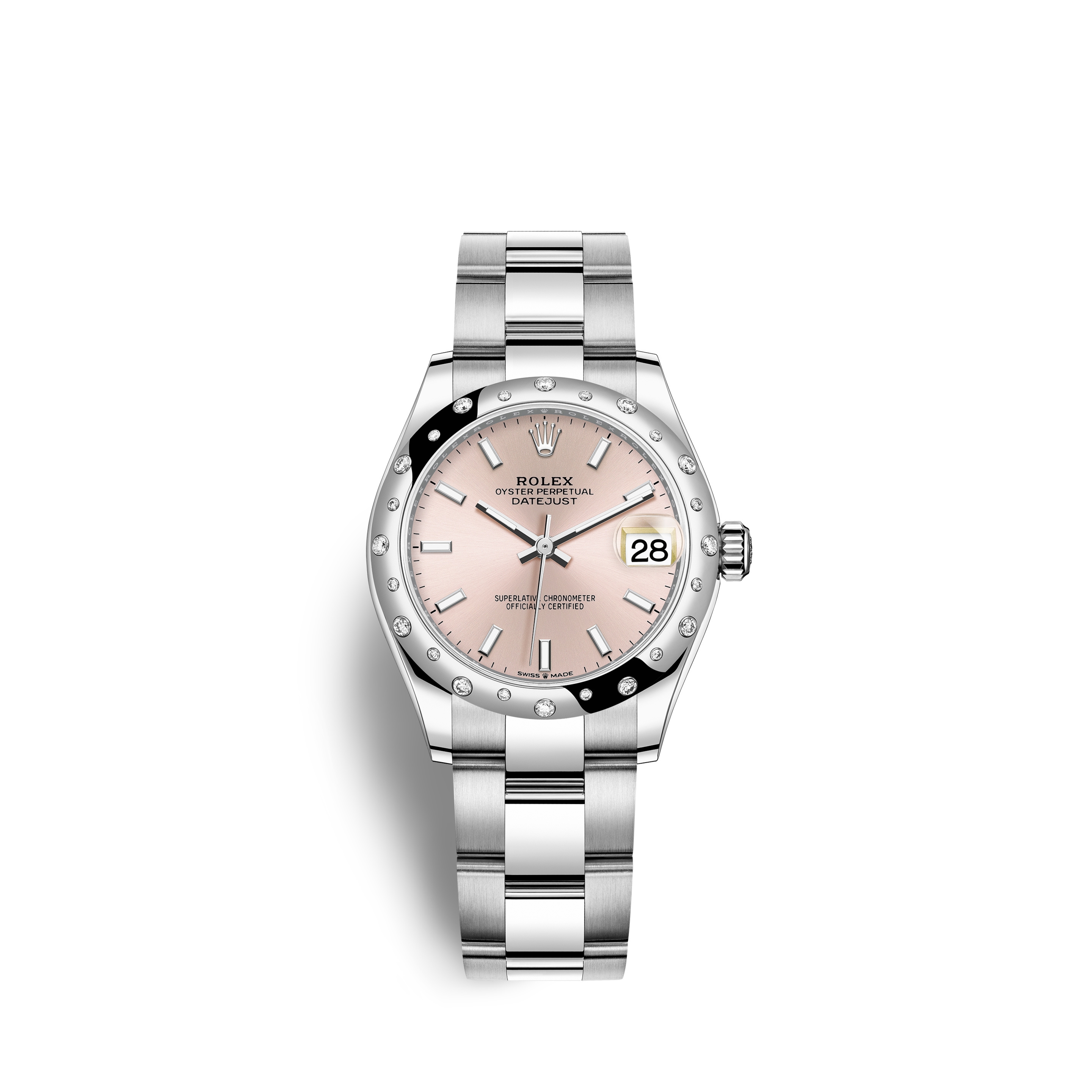 Rolex 278344RBR-0015 : Datejust 31 Stainless Steel Domed Diamond / Oyster / Pink