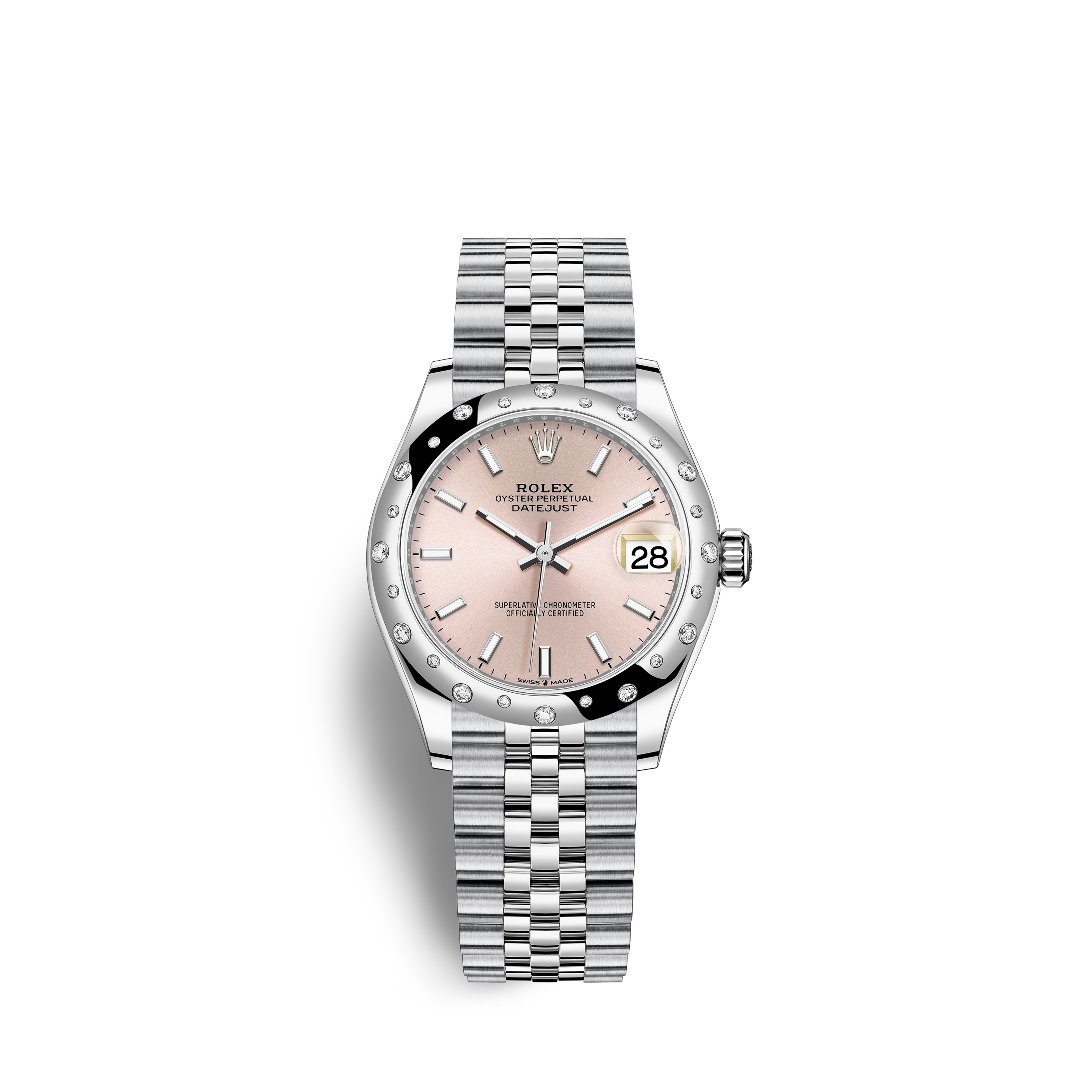 Rolex 278344RBR-0016 : Datejust 31 Stainless Steel Domed Diamond / Jubilee / Pink