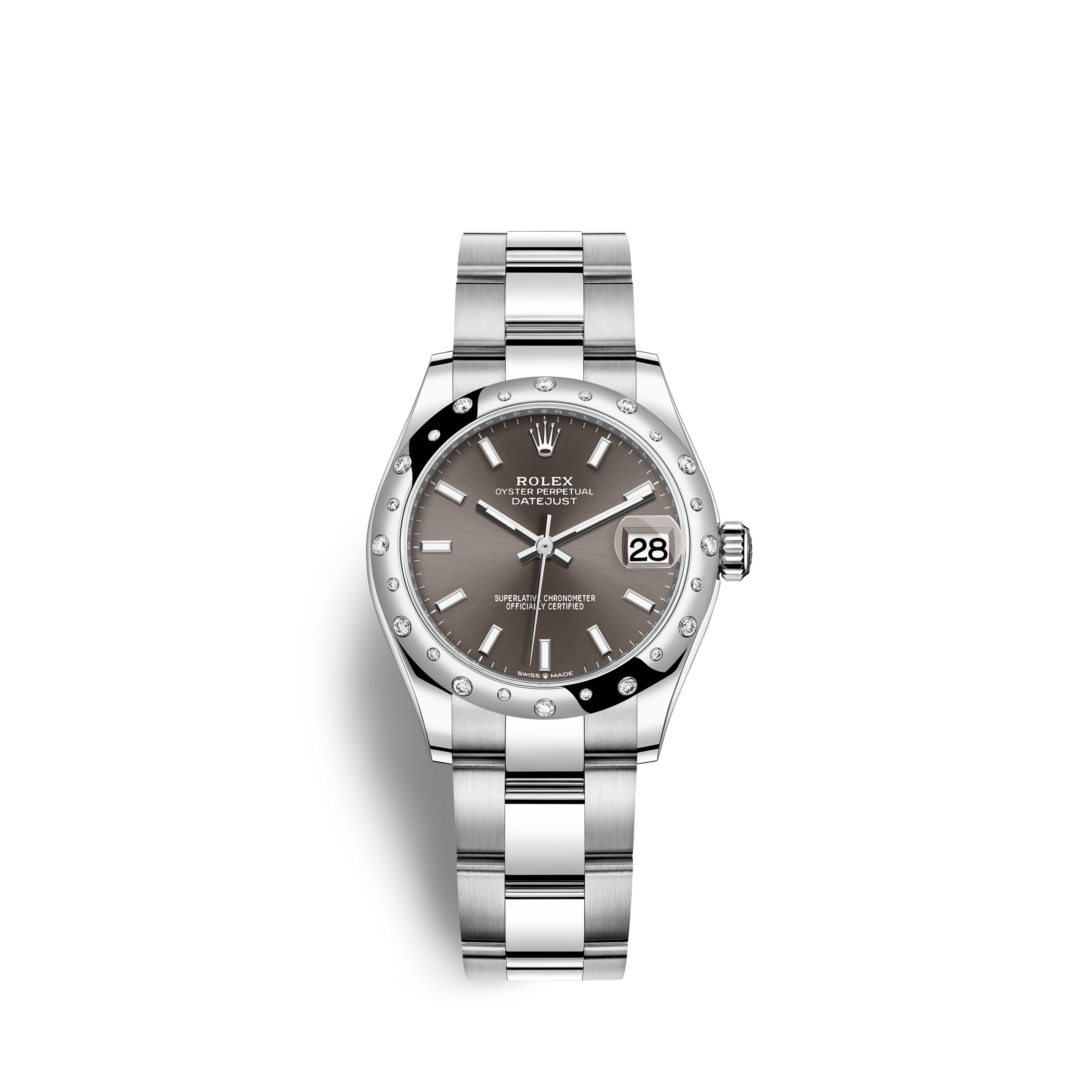 Rolex 278344RBR-0017 : Datejust 31 Stainless Steel Domed Diamond / Oyster / Grey
