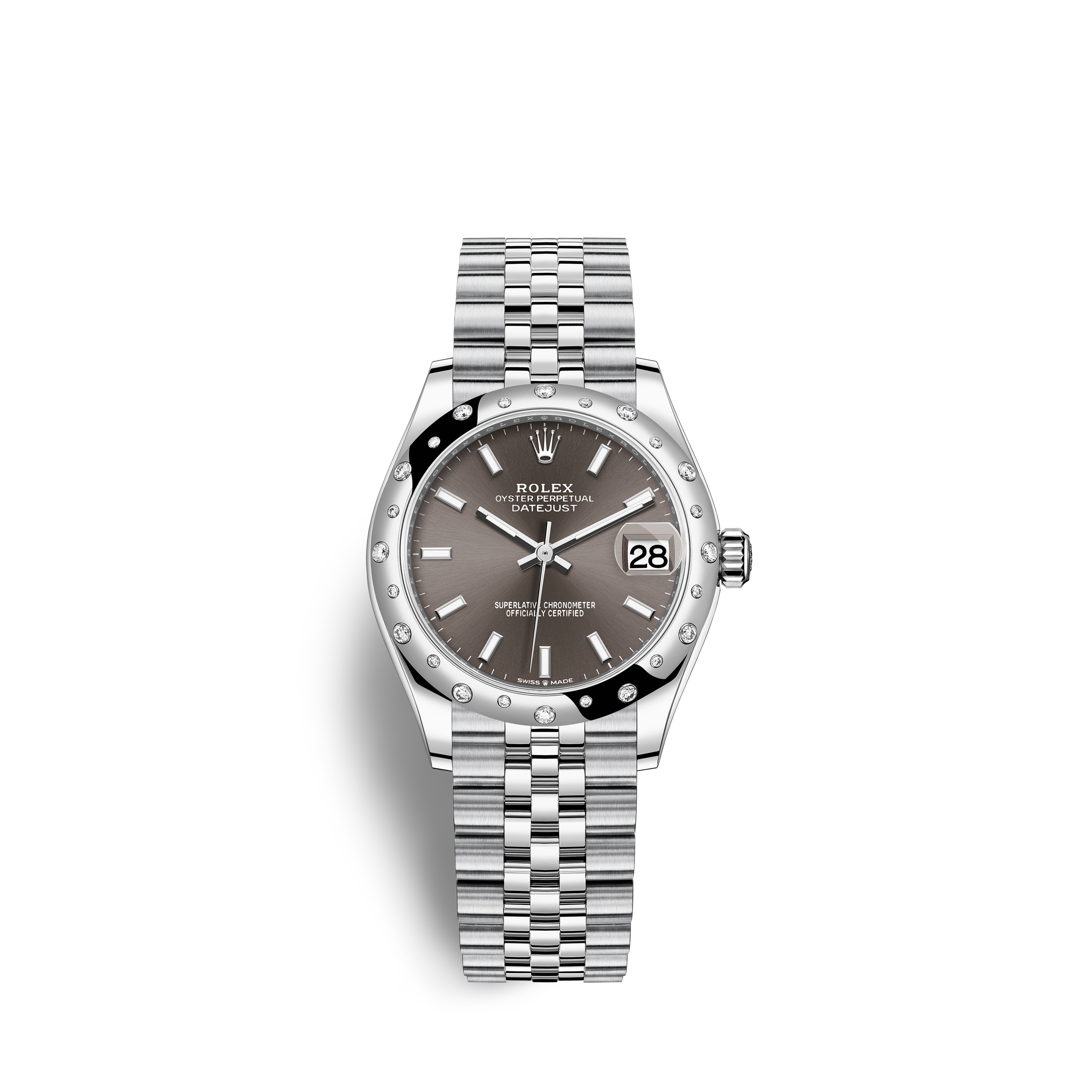 Rolex 278344RBR-0018 : Datejust 31 Stainless Steel Domed Diamond / Jubilee / Grey