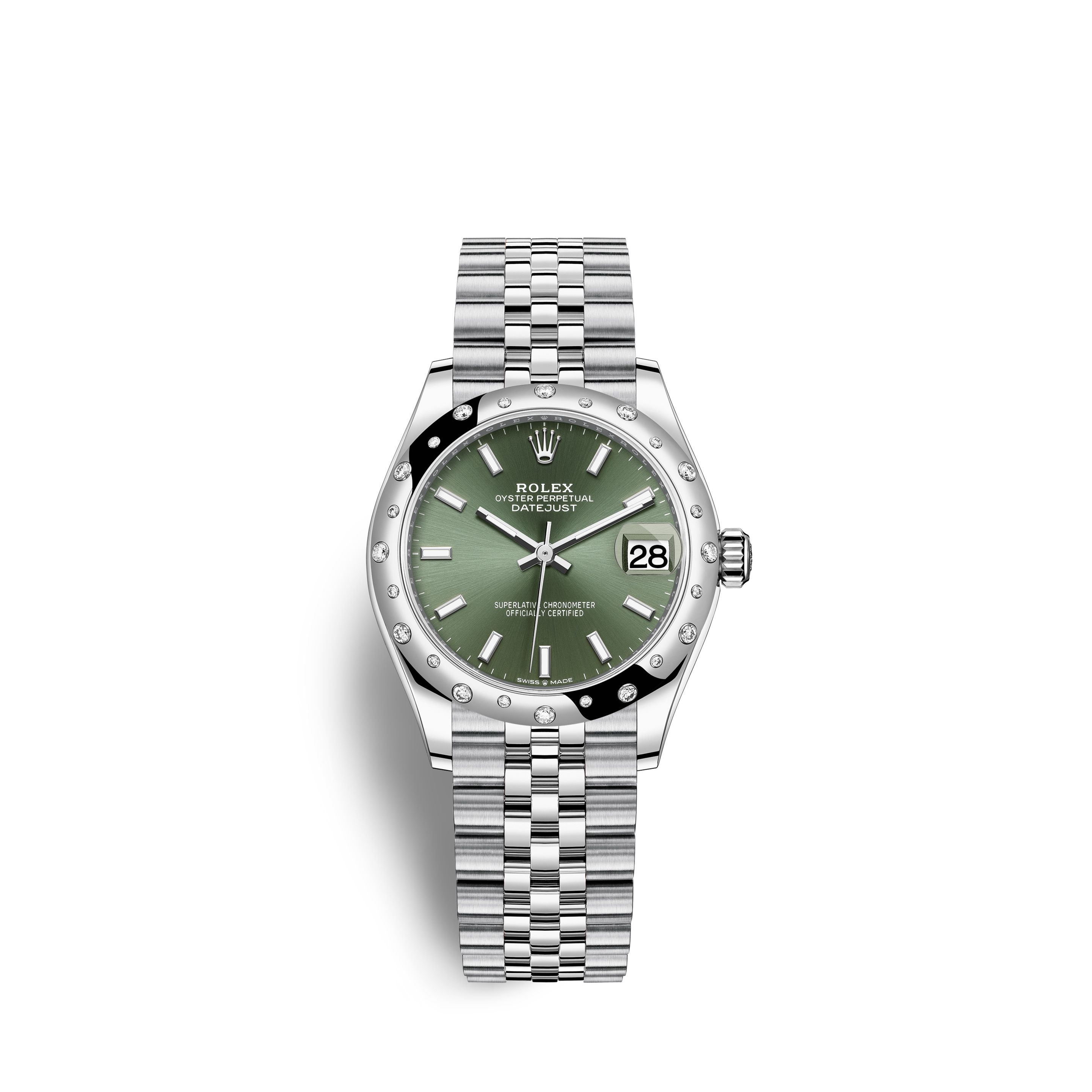 Rolex 278344RBR-0020 : Datejust 31 Stainless Steel Domed Diamond / Jubilee / Green