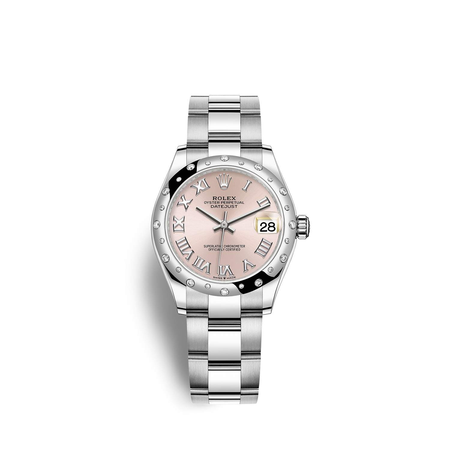 Rolex 278344RBR-0021 : Datejust 31 Stainless Steel Domed Diamond / Oyster / Pink - Roman