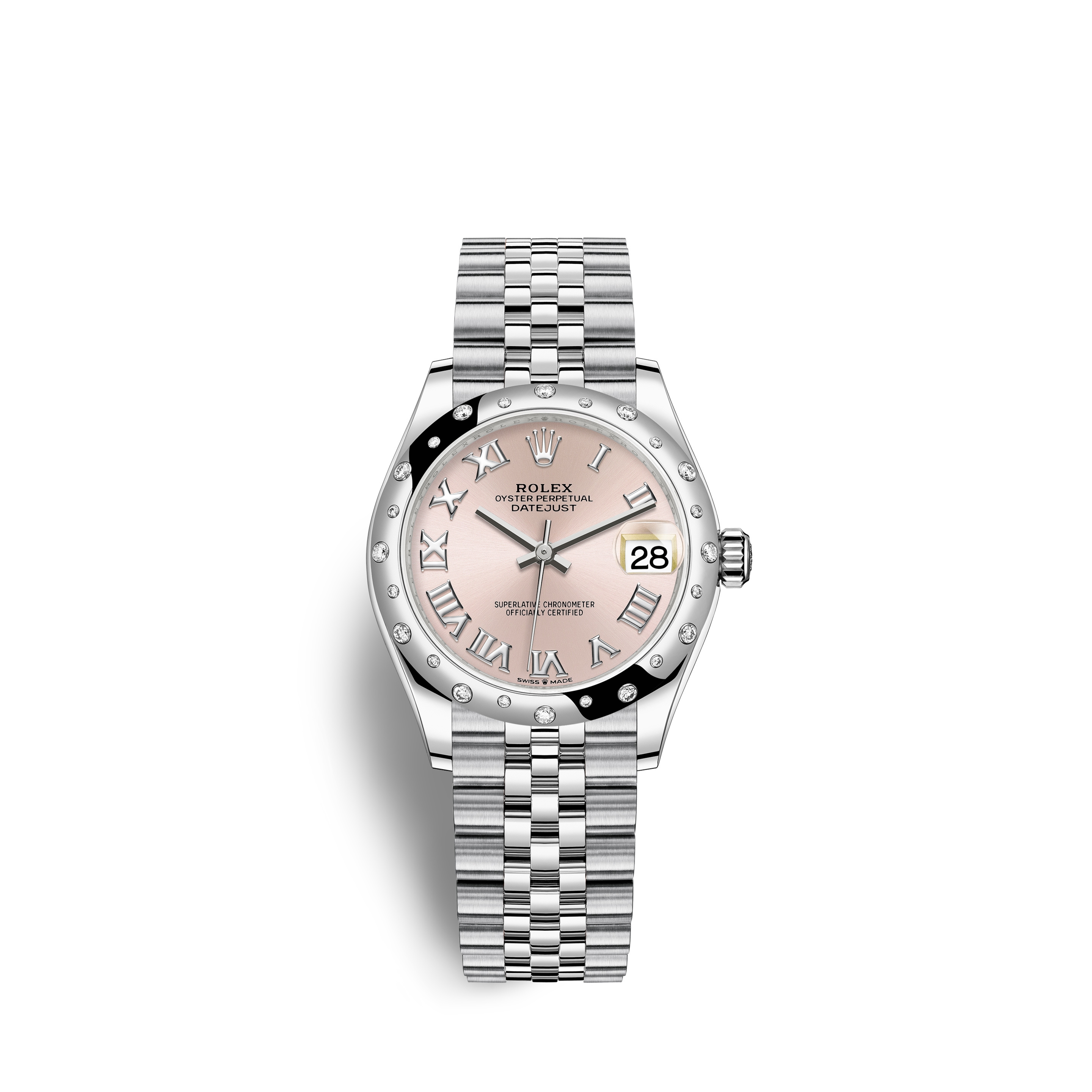Rolex 278344RBR-0022 : Datejust 31 Stainless Steel Domed Diamond / Jubilee / Pink - Roman