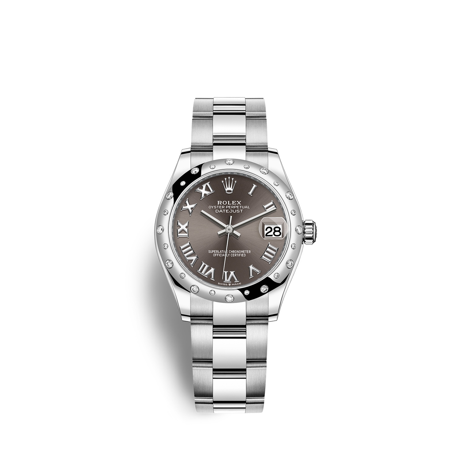 Rolex 278344RBR-0023 : Datejust 31 Stainless Steel Domed Diamond / Oyster / Grey - Roman