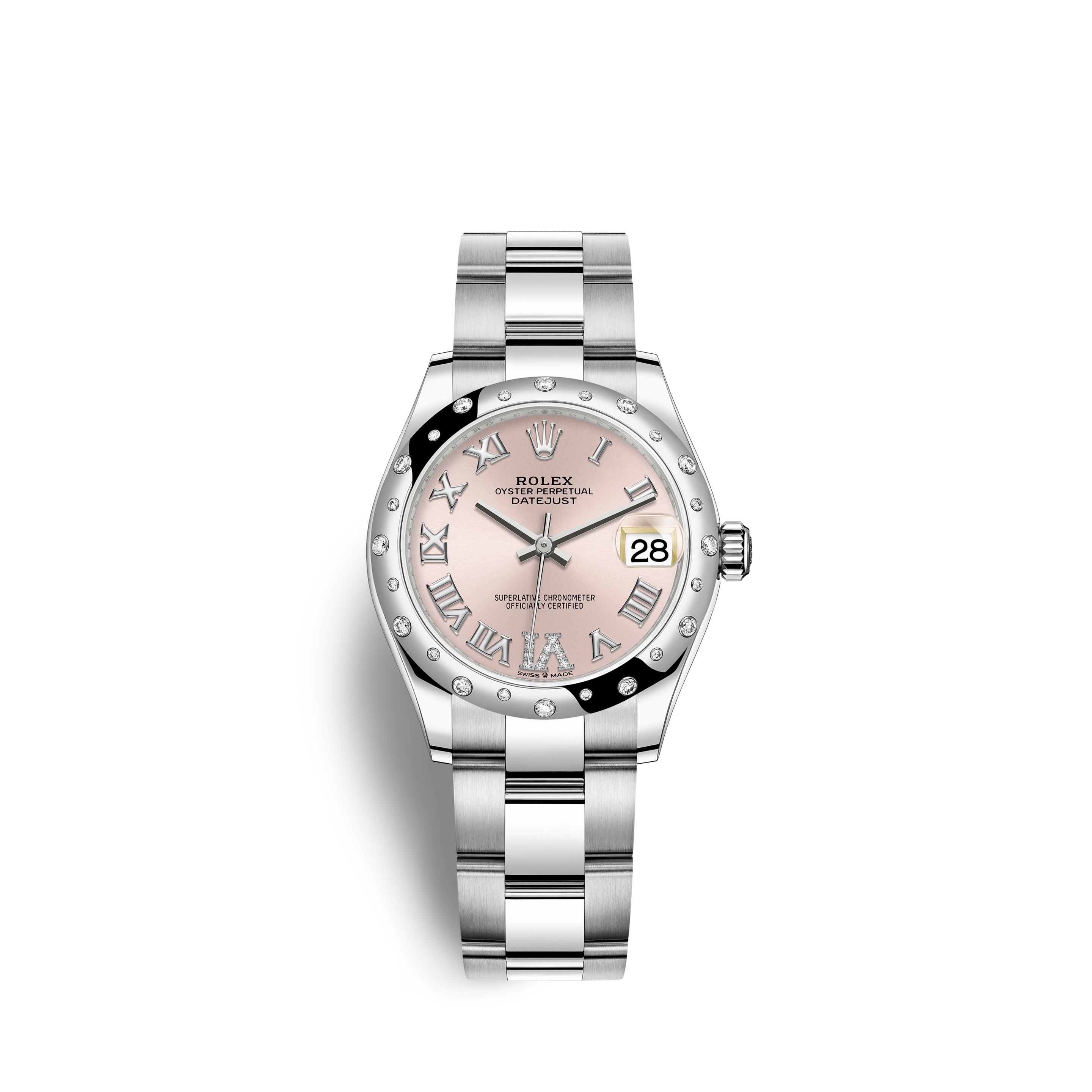 Rolex 278344RBR-0025 : Datejust 31 Stainless Steel Domed Diamond / Oyster / Pink - Roman