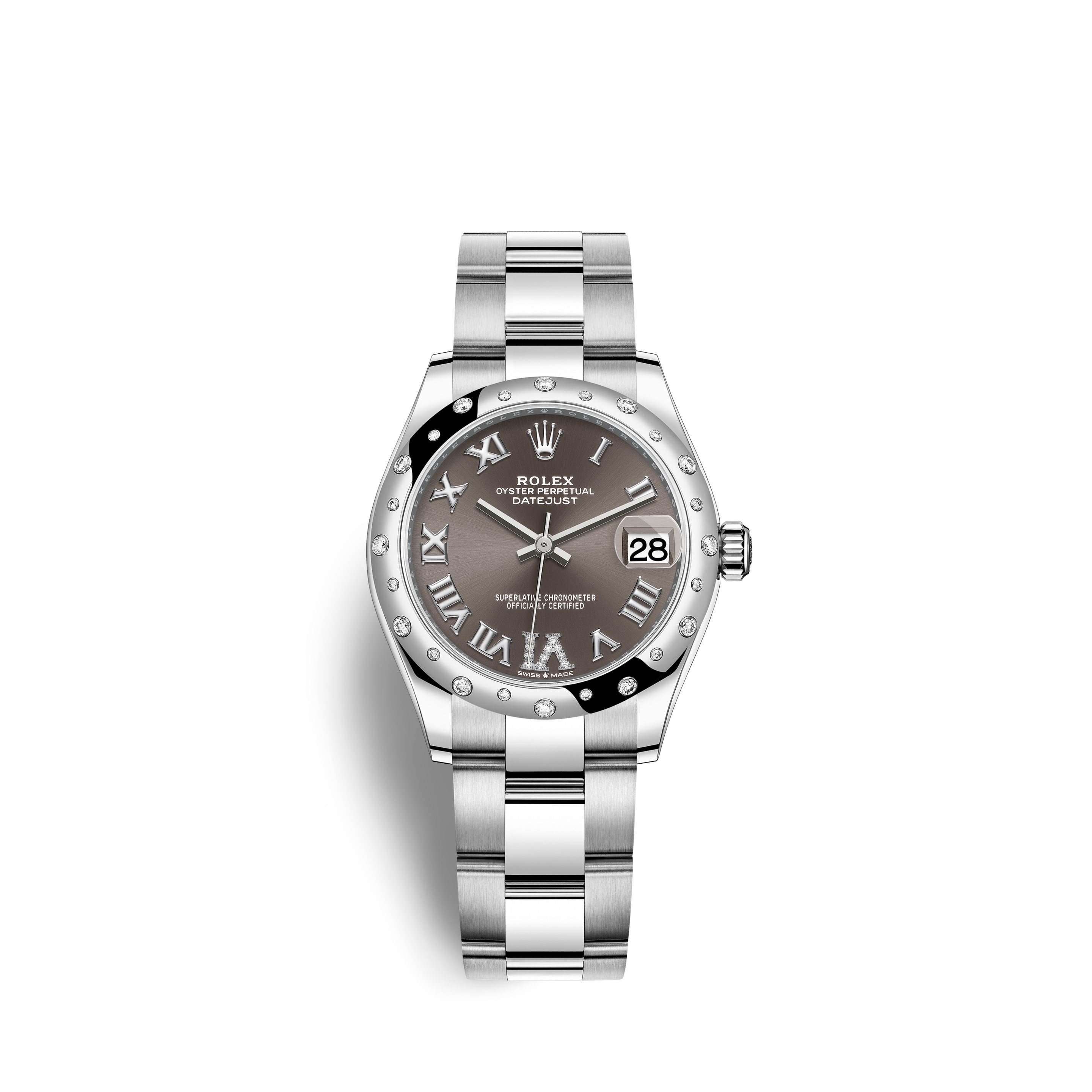 Rolex 278344RBR-0029 : Datejust 31 Stainless Steel Domed Diamond / Oyster / Grey - Roman