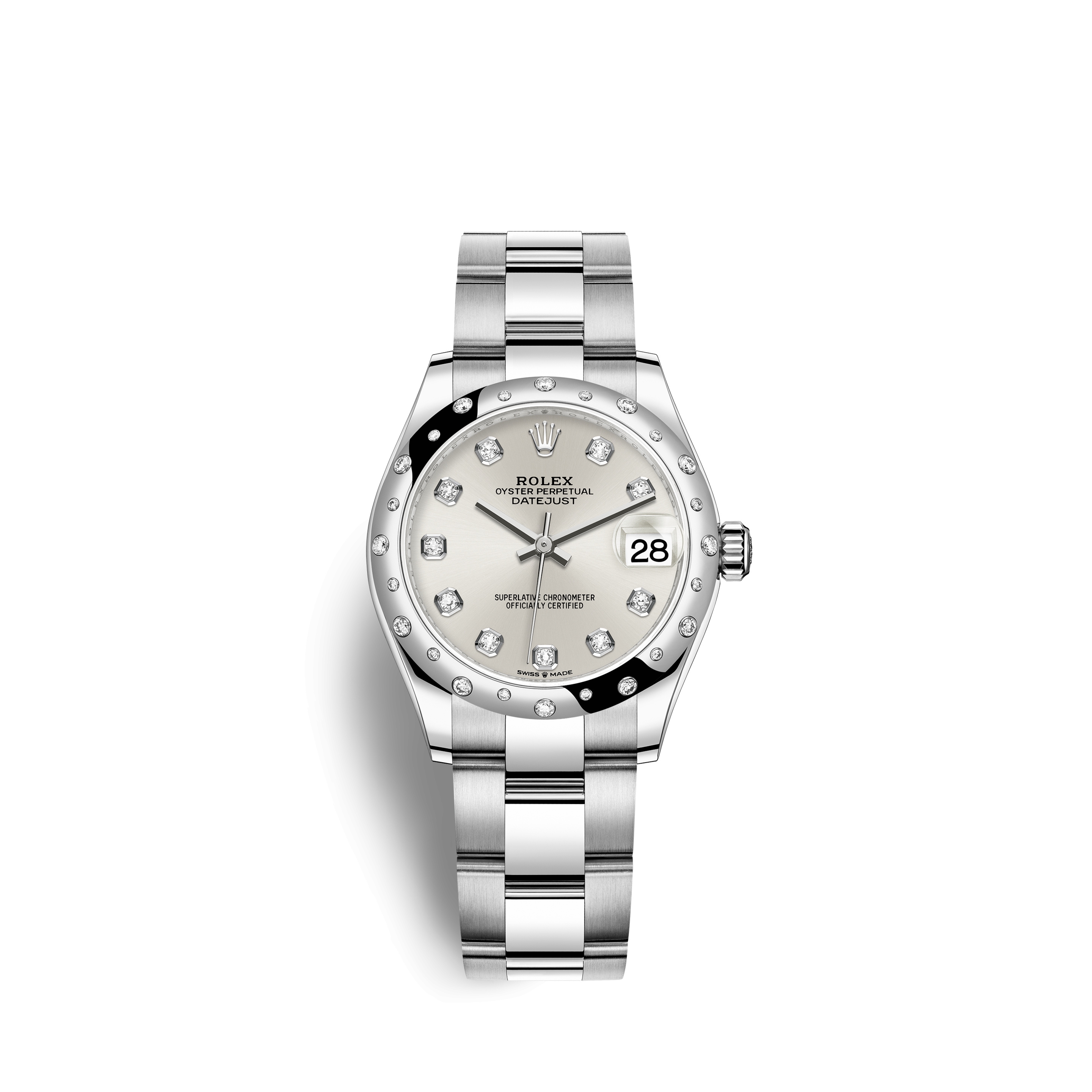 Rolex 278344RBR-0031 : Datejust 31 Stainless Steel Domed Diamond / Oyster / Silver - Diamond