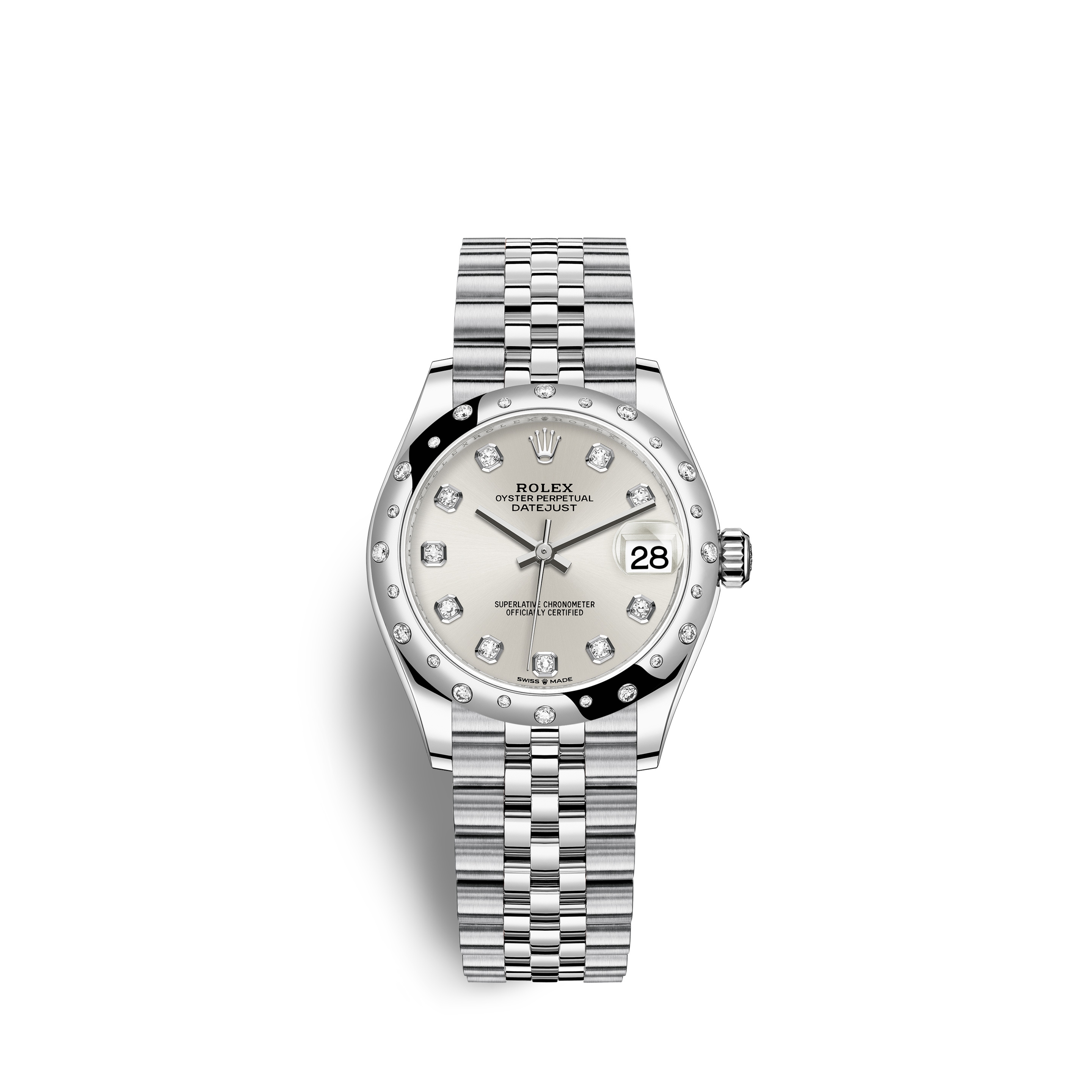 Rolex 278344RBR-0032 : Datejust 31 Stainless Steel Domed Diamond / Jubilee / Silver - Diamond