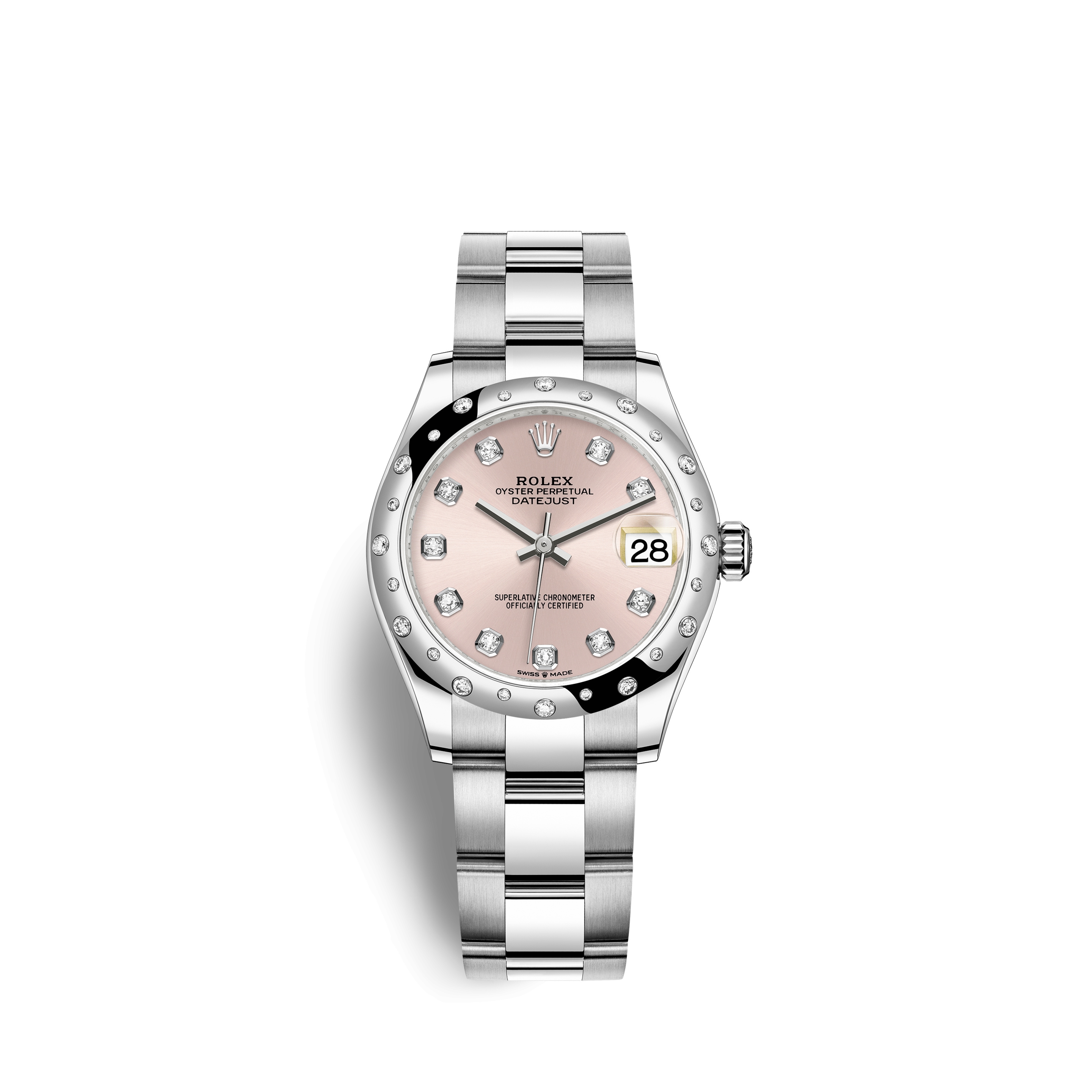 Rolex 278344RBR-0033 : Datejust 31 Stainless Steel Domed Diamond / Oyster / Pink - Diamond