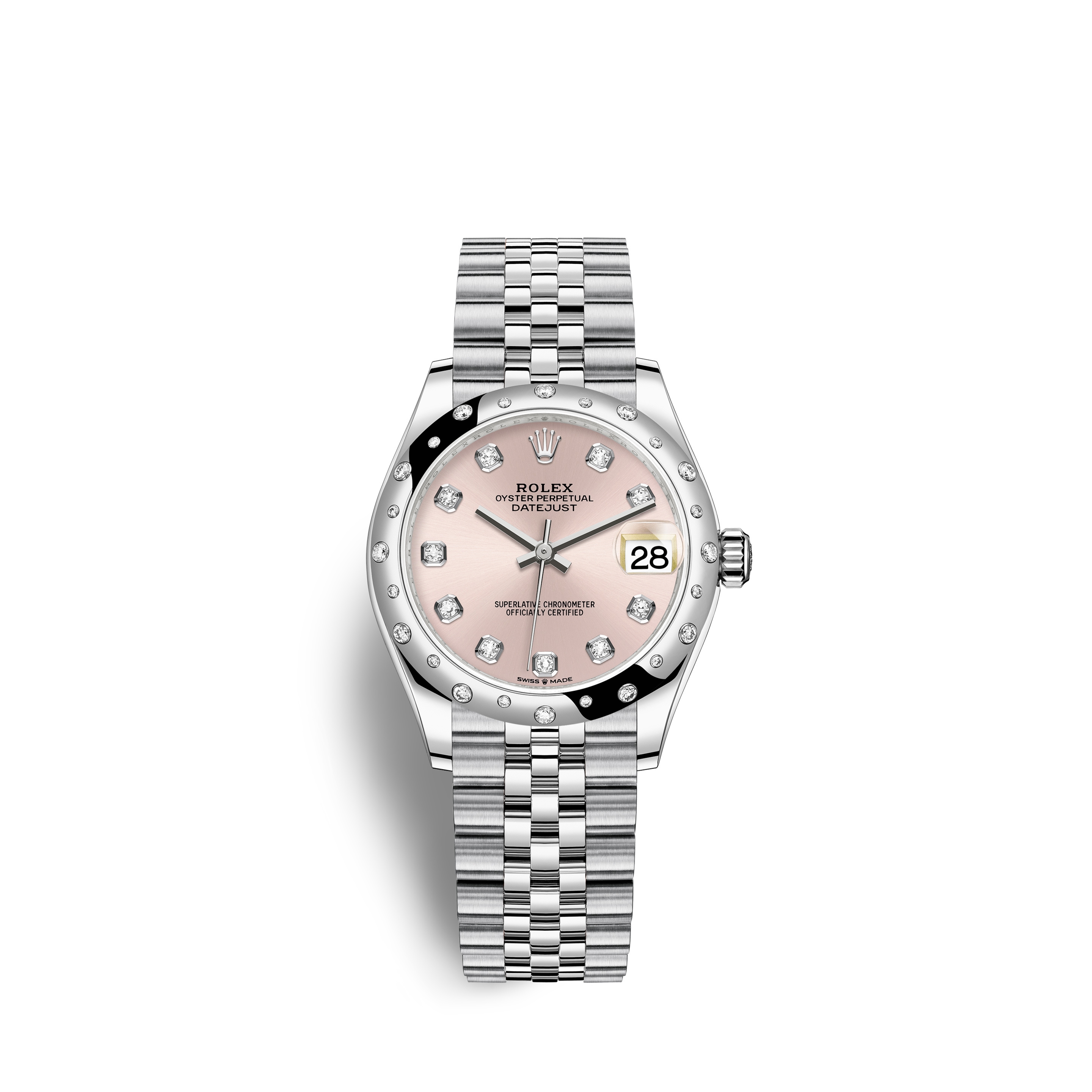 Rolex 278344RBR-0034 : Datejust 31 Stainless Steel Domed Diamond / Jubilee / Pink - Diamond