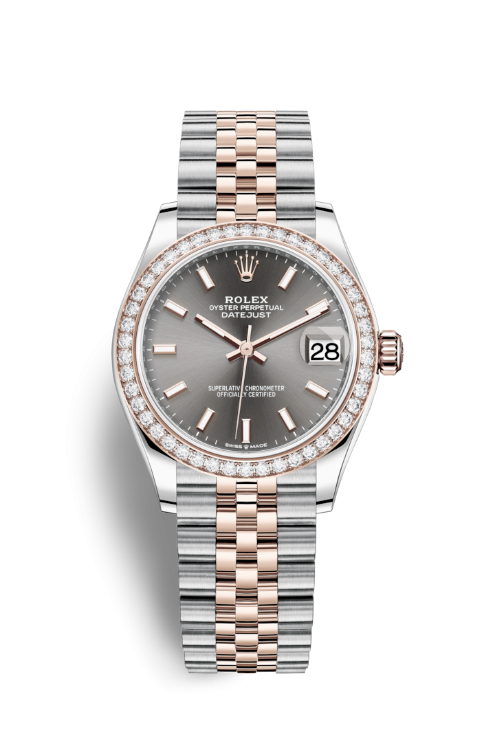 Rolex 278381BRR-0018 : Datejust 31 Stainless Steel/ Rose Gold / Diamond / Grey / Jubilee