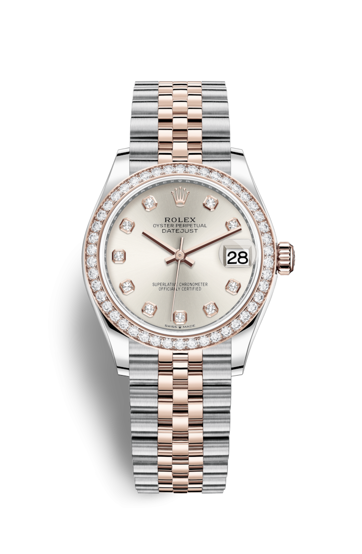 Rolex 278381RBR-0016 : Datejust 31 Stainless Steel/ Rose Gold / Diamond / Silver - Diamond / Jubilee