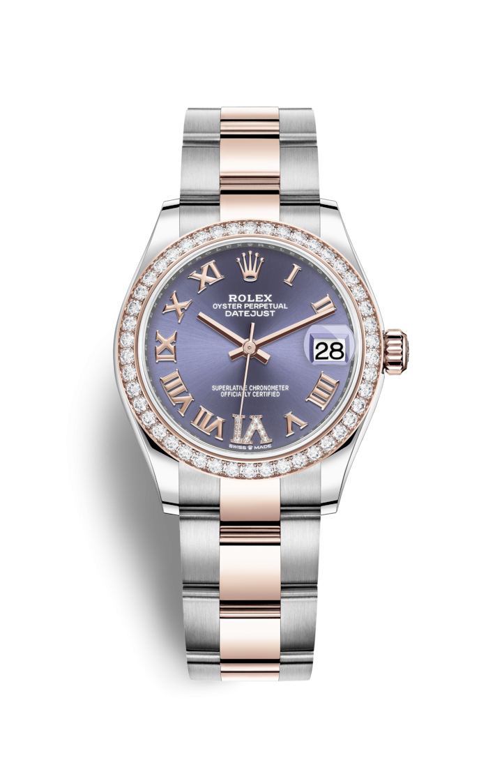 Rolex 278381RBR-0019 : Datejust 31 Stainless Steel/ Rose Gold / Diamond / Aubergine - Roman / Oyster