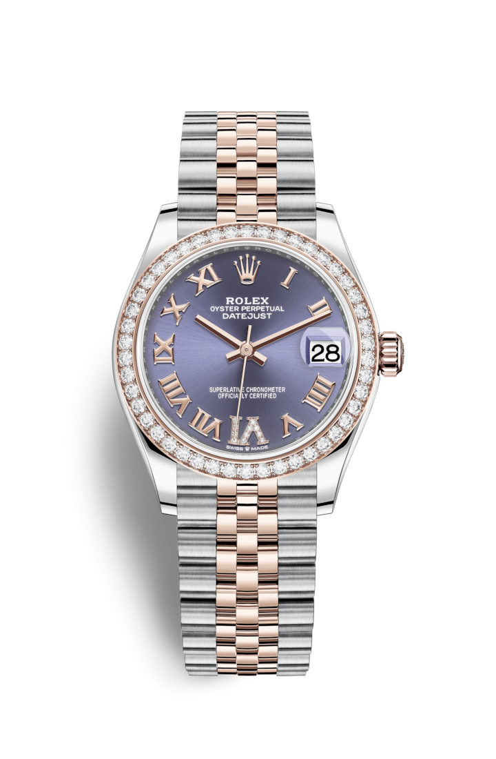 Rolex 278381RBR-0020 : Datejust 31 Stainless Steel/ Rose Gold / Diamond / Aubergine - Roman / Jubilee