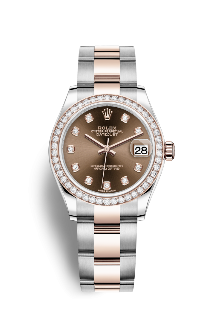 Rolex 278381RBR-0027 : Datejust 31 Stainless Steel/ Rose Gold / Diamond / Chocolate - Diamond / Oyster