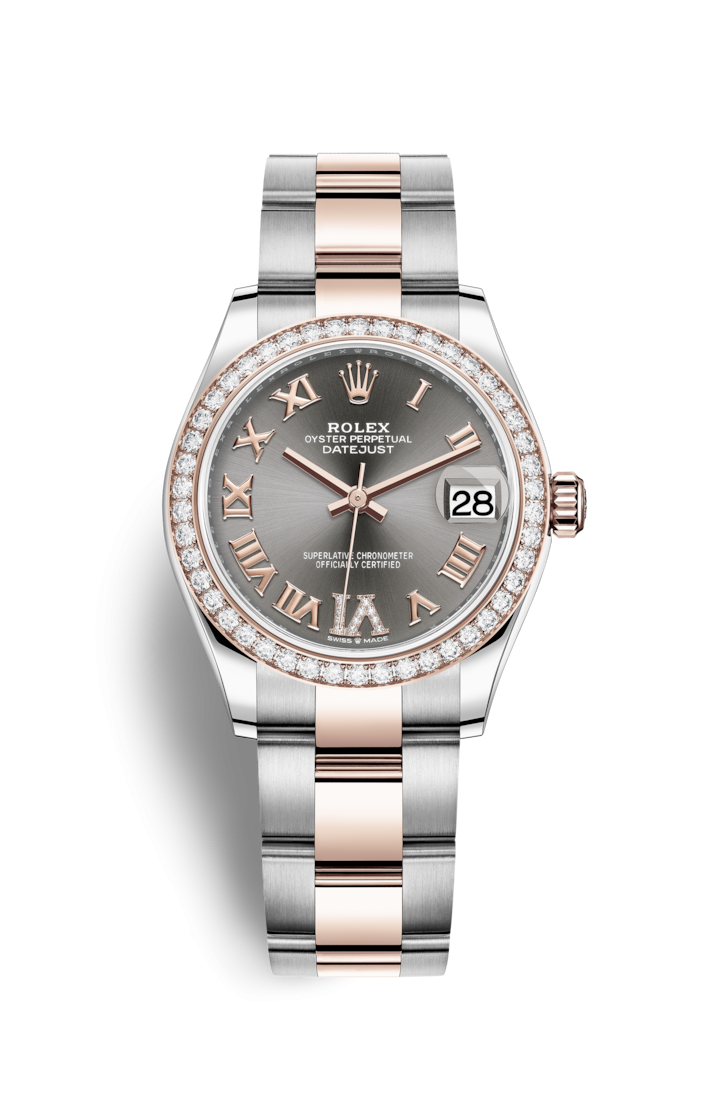 Rolex 278381RBR-0029 : Datejust 31 Stainless Steel/ Rose Gold / Diamond / Grey - Roman / Oyster
