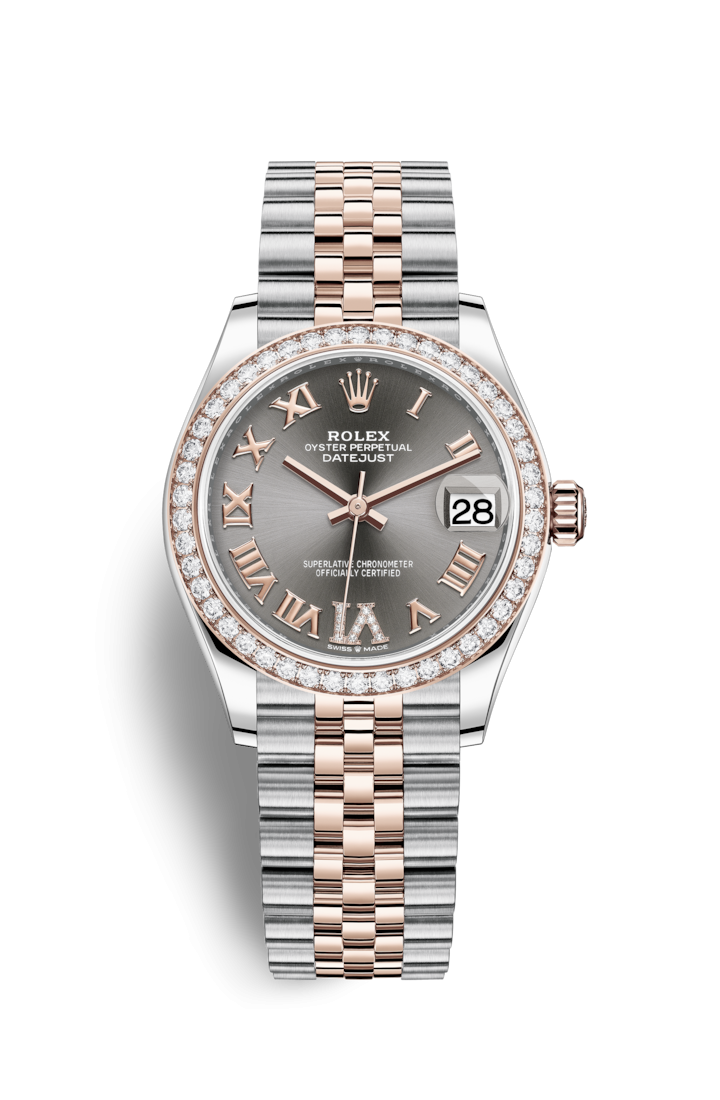Rolex 278381RBR-0030 : Datejust 31 Stainless Steel/ Rose Gold / Diamond / Grey - Roman / Jubilee
