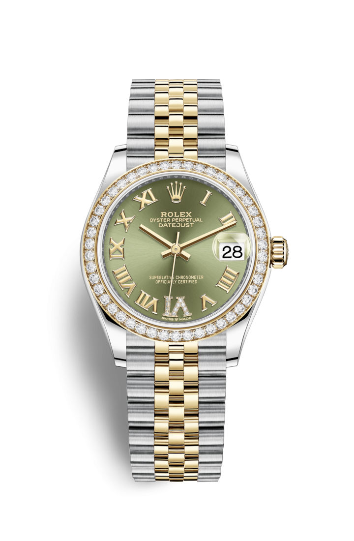 Rolex 278383RBR-0016 : Datejust 31 Stainless Steel / Yellow Gold / Diamond / Olive - Roman / Jubilee