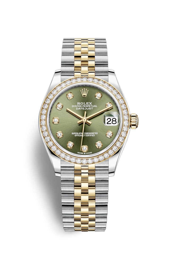 Rolex 278383RBR-0030 : Datejust 31 Stainless Steel / Yellow Gold / Diamond / Olive - Diamond / Jubilee