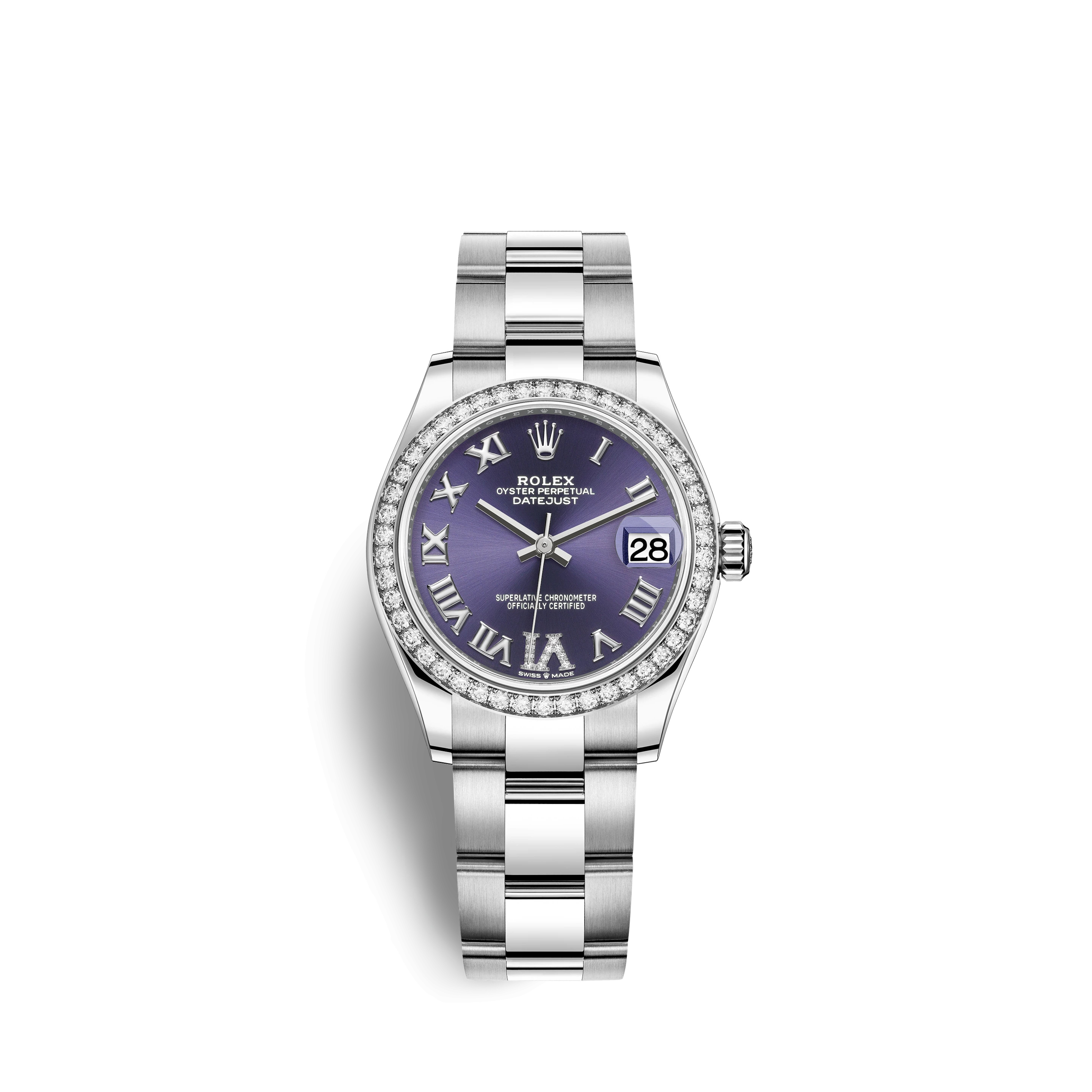 Rolex 278384RBR-0029 : Datejust 31 Stainless Steel Diamond / Oyster / Aubergine - Roman