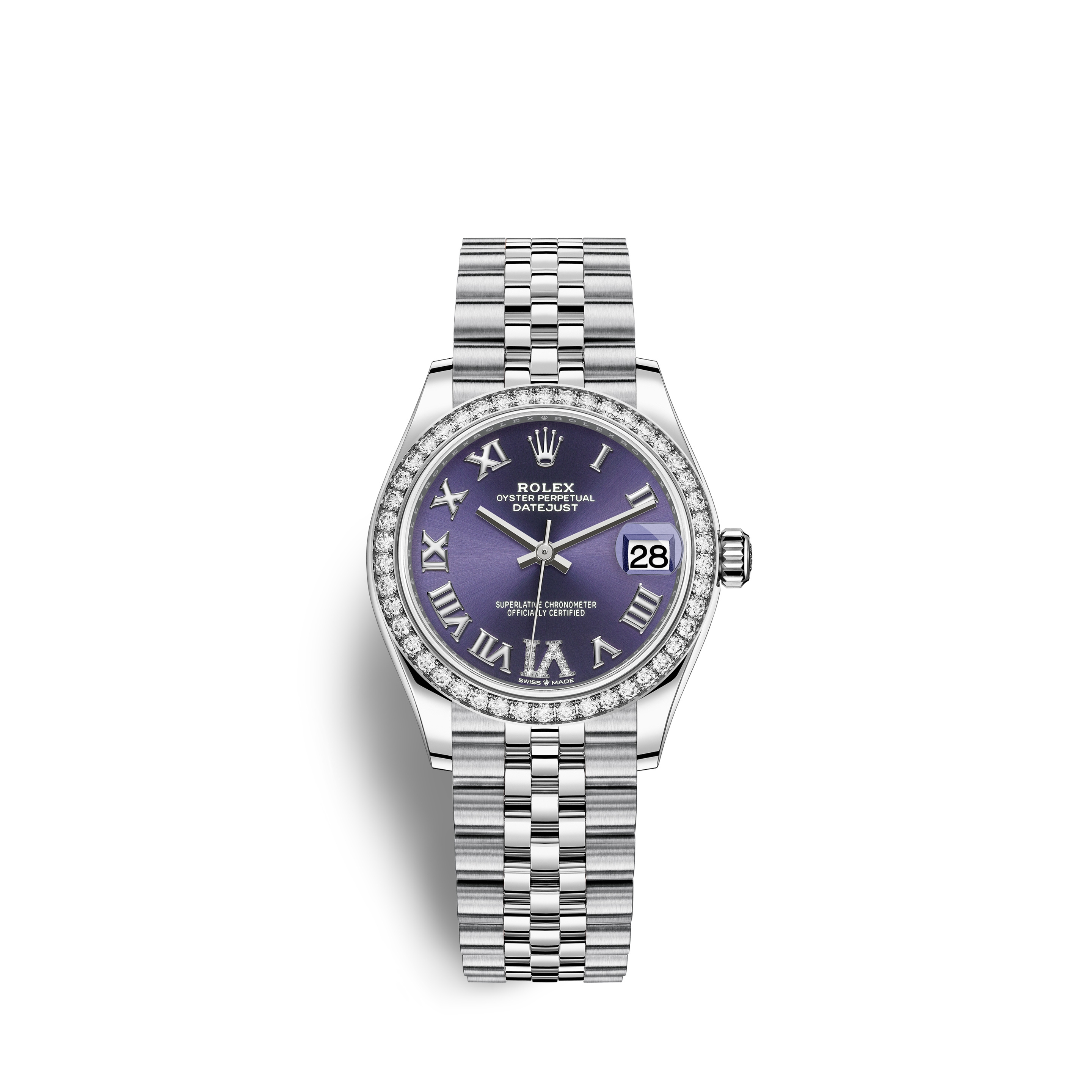 Rolex 278384RBR-0030 : Datejust 31 Stainless Steel Diamond / Jubilee / Aubergine - Roman