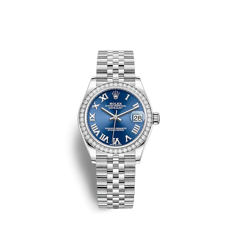 Rolex 278384RBR-0037 : Datejust 31 Stainless Steel / Diamond / Blue - Roman / Jubilee