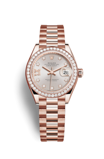 Rolex 279135rbr-0003 : Lady-Datejust 28 Everose Diamond / President / Sundust Diamond