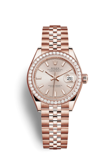 Rolex 279135rbr-0007 : Lady-Datejust 28 Everose Diamond / Jubilee / Sundust