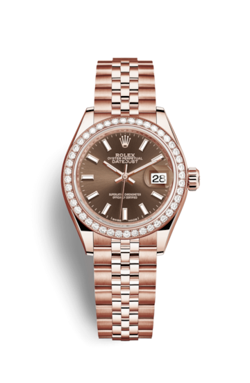 Rolex 279135RBR-0008 : Lady-Datejust 28 Everose Diamond / Jubilee / Chocolate