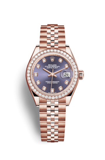 Rolex 279135RBR-0011 : Lady-Datejust 28 Everose Diamond / Jubilee / Aubergine