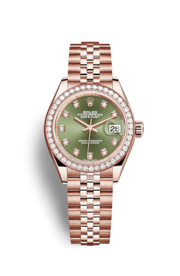 Rolex 279135RBR-0015 : Lady-Datejust 28 Everose Diamond / Jubilee / Olive Diamond